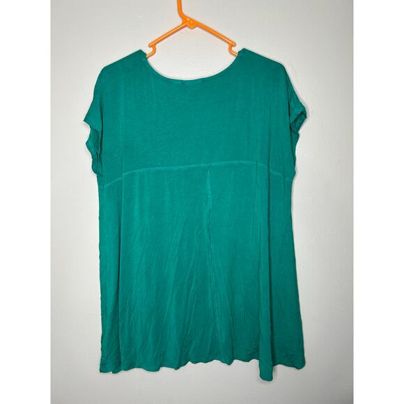 Women’s Size 1X Willi Smith Green Flowy Blouse Scoop Neck Plus Size - Picture 3 of 3